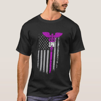 LPN Nurse Licensed Practical Nursing USA Flag Heal T-Shirt