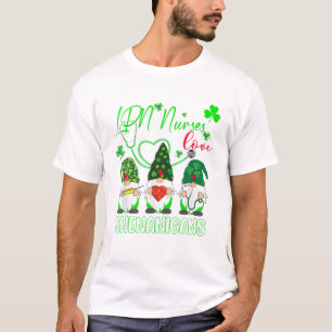 LPN Nurses Love Shenanigans Funny Gnomes St Patric T-Shirt