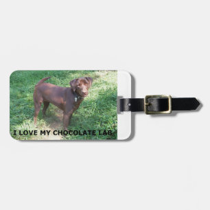 LR chocolate lab love with picture Luggage Tag