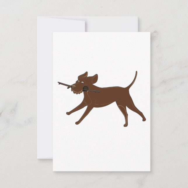 LR chocolate lab with stick Thank You Card (Front)