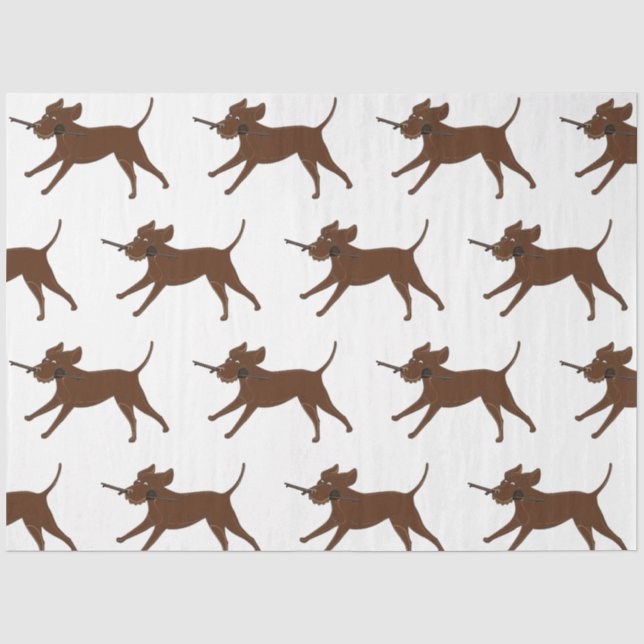 LR chocolate lab with stick Tissue Paper (Front)