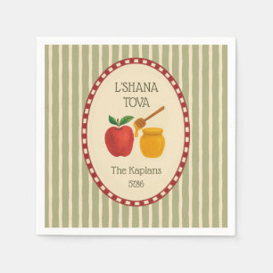 L'Shana Tova Rosh Hashanah Jewish New Year Striped Napkin