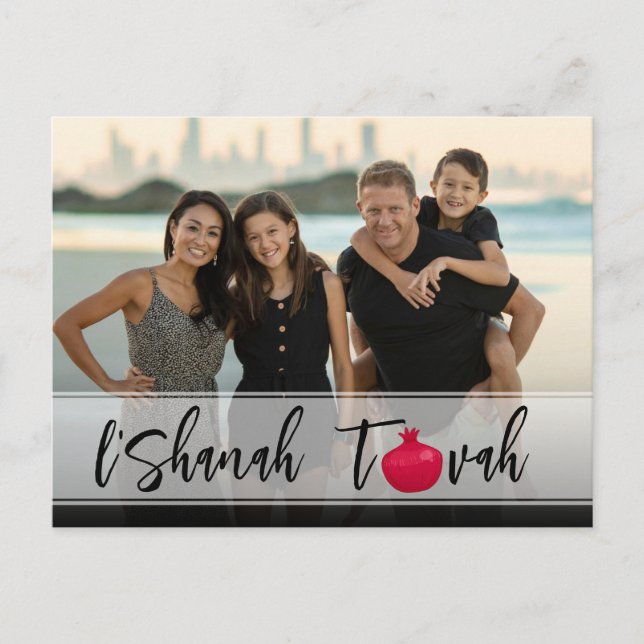 L'Shanah Tovah Pomegranate Elegant Script Photo Postcard (Front)
