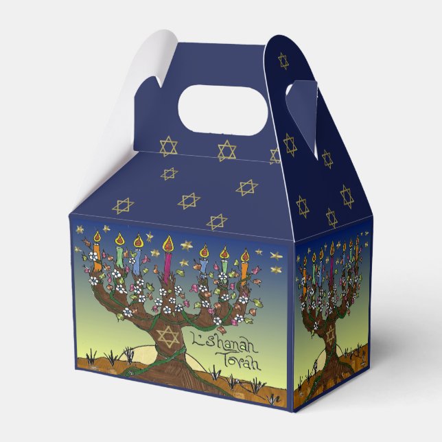 L'shanah Tovah Tree Of life Menorah Favour Box (Back Side)