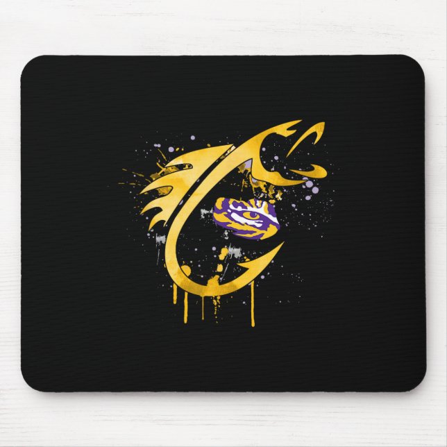 Lsu Tigers Fishing Fish Hook  Mouse Pad (Front)