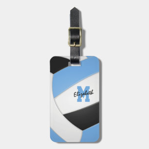 lt blue black team colours gifts kids volleyball luggage tag