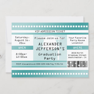 Lt. Blue Graduation Party Admission Ticket Invitation