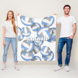 lt blue gray volleyballs girls sports room decor fleece blanket