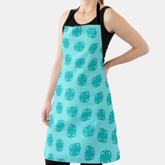 Lt Blue/Teal Clover Ribbon by Kenneth Yoncich Apron (Insitu)