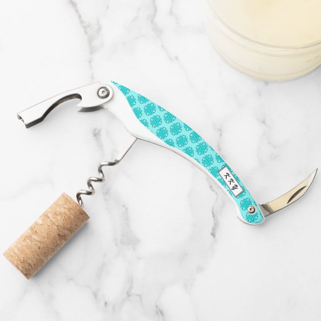Lt Blue / Teal Clover Ribbon by Kenneth Yoncich Corkscrew (Front)