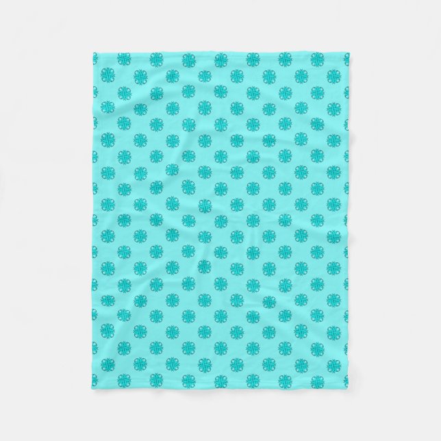Lt Blue/Teal Clover Ribbon by Kenneth Yoncich Fleece Blanket (Front)