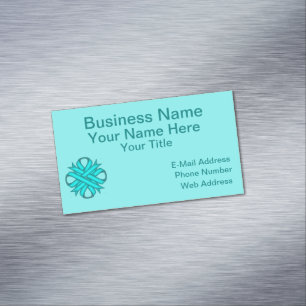Lt Blue/Teal Clover Ribbon by Kenneth Yoncich Magnetic Business Card