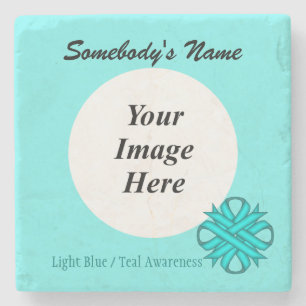 Lt Blue / Teal Clover Ribbon by Kenneth Yoncich Stone Coaster