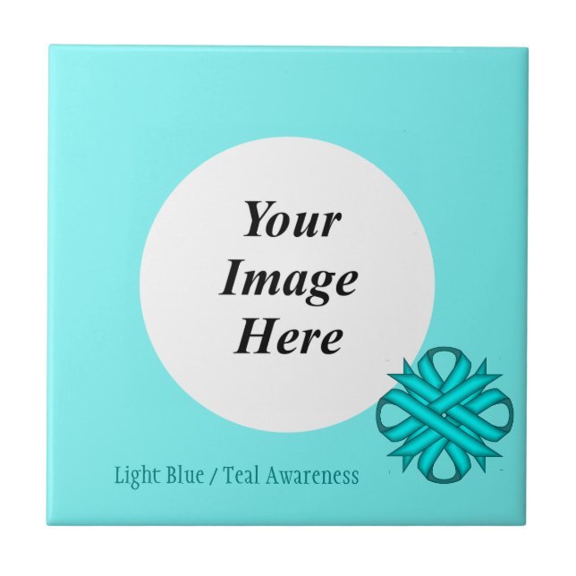 Lt Blue/Teal Clover Ribbon Template by K Yoncich Tile (Front)