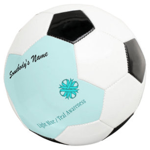 Lt Blue/Teal Clover Ribbon Tmpl by Kenneth Yoncich Soccer Ball