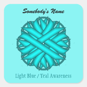 Lt Blue/Teal Flower Ribbon by Kenneth Yoncich Square Sticker