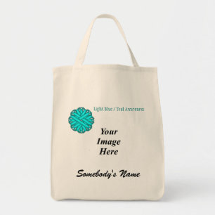 Lt Blue/Teal Flower Ribbon Template by K Yoncich Tote Bag