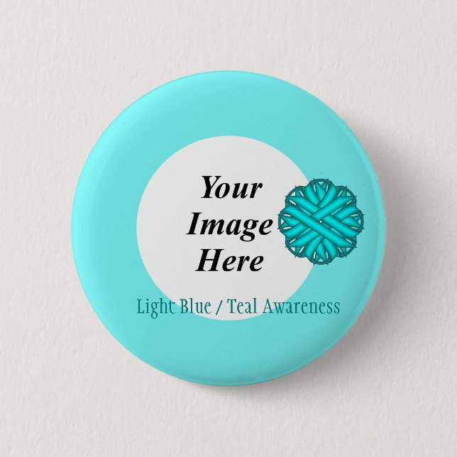 Lt Blue/Teal Flower Ribbon Tmpl by Kenneth Yoncich 6 Cm Round Badge (Front)