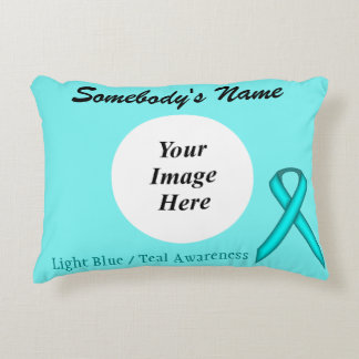 Lt Blue/Teal Standard Rbn Tmpl by Kenneth Yoncich Decorative Cushion