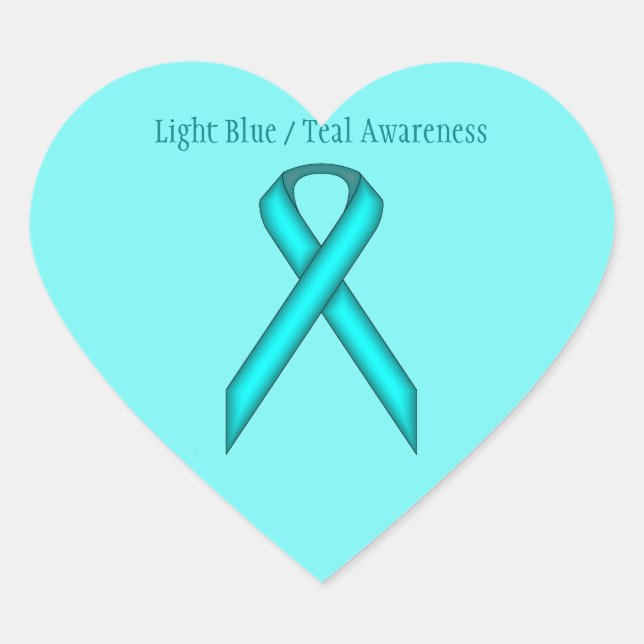 Lt Blue/Teal Standard Ribbon by Kenneth Yoncich Heart Sticker (Front)