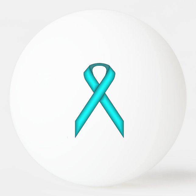 Lt Blue / Teal Standard Ribbon by Kenneth Yoncich Ping Pong Ball (Front)