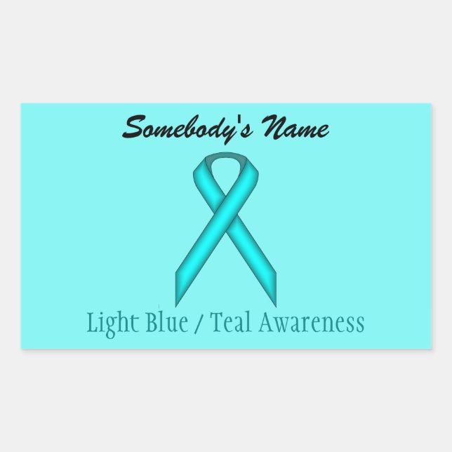 Lt Blue/Teal Standard Ribbon by Kenneth Yoncich Rectangular Sticker (Front)