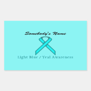 Lt Blue/Teal Standard Ribbon by Kenneth Yoncich Rectangular Sticker