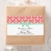 Lt Coral White Anchors Mint Bow Party Water Label (Insitu)