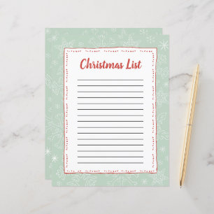 Lt Green Snowflake Christmas BG Santa Wish List