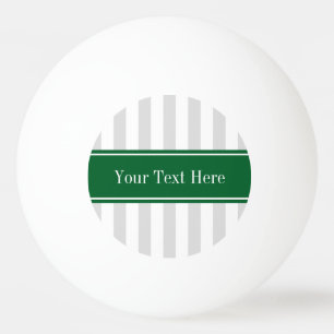 Lt Grey White Stripe Forest Green Name Monogram Ping Pong Ball