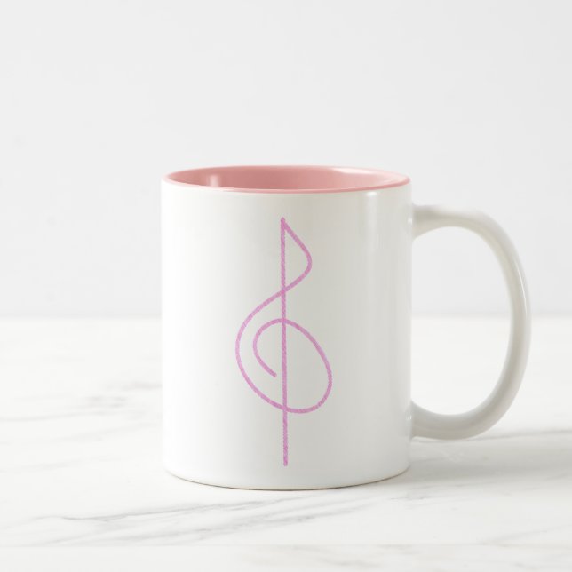 Lt. Pink Brushstroke Treble Clef Two-Tone Coffee Mug (Right)