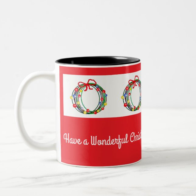 Ltc-Red Christmas Coffee Mug With Wreaths (Left)