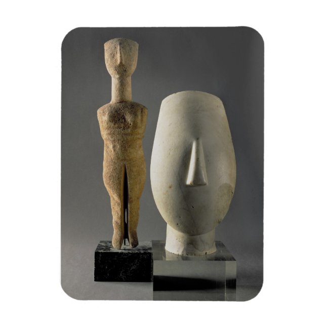 (Lto R) Figurine with crossed arms, Cycladic; head Magnet (Vertical)