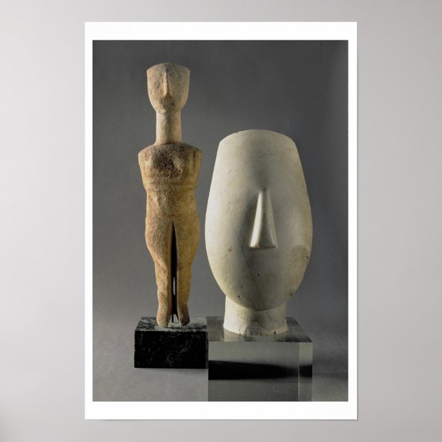(Lto R) Figurine with crossed arms, Cycladic; head Poster (Front)