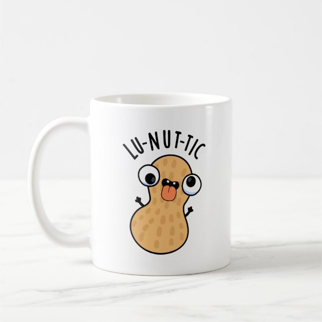 Lu-nut-ic Funny Peanut Puns  Coffee Mug (Left)