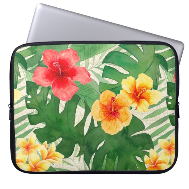 Luana Watercolor Tropical Floral Wetsuit Laptop Sleeve (Front)