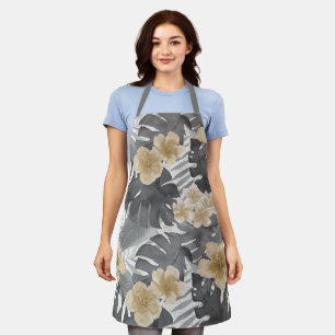 Luana Watercolor Tropical Grey Floral Apron
