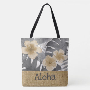 Luana Watercolor Tropical Grey Reverse Beach Bag