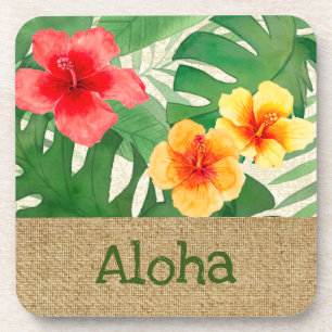 Luana Watercolor Tropical Vivid Floral Coaster