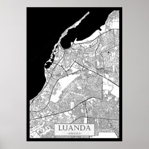 Luanda Angola Map Poster