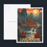 Luang Prabang Laos Vintage Art Travel Illustration Postcard<br><div class="desc">Luang Prabang Laos Vintage Art Travel Illustration</div>