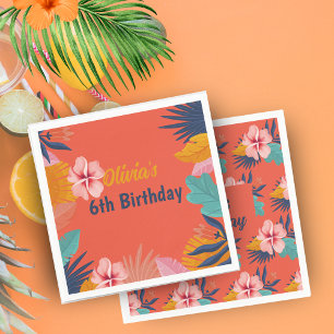Luau aloha summer tropical Birthday Napkin