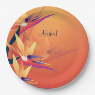 Luau Bird-of-Paradise Hawaiian Tropical Party 9in Paper Plate