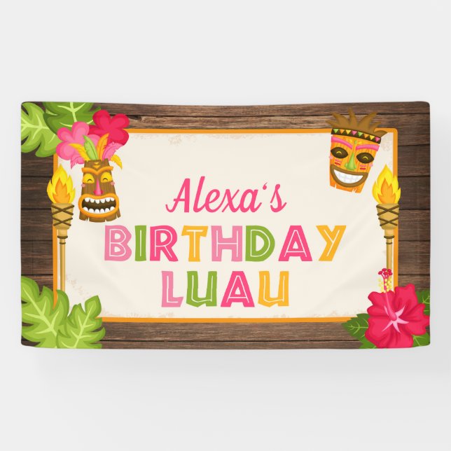 Luau Birthday Banner - Girl (Horizontal)
