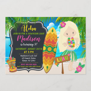 Luau Birthday Invitation Aloha Invites