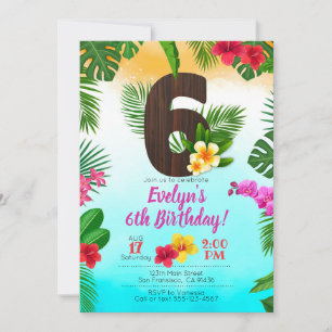 Luau Birthday, Invitation Luau Party 6th Birthday