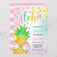 Luau Birthday Invitation Pineapple Hawaiian Luau