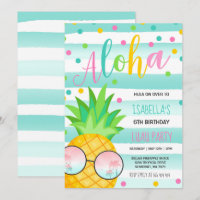 Luau Birthday Invitation Pineapple Hawaiian Luau