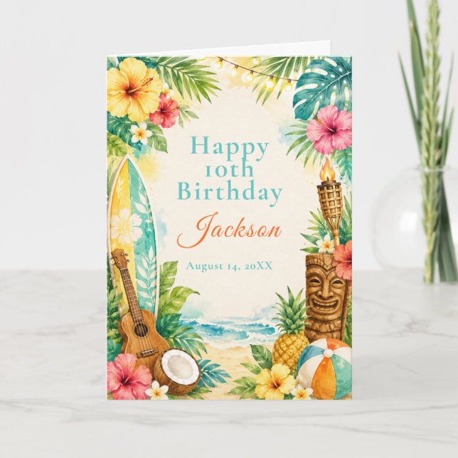 Luau Birthday Party Card (Front)