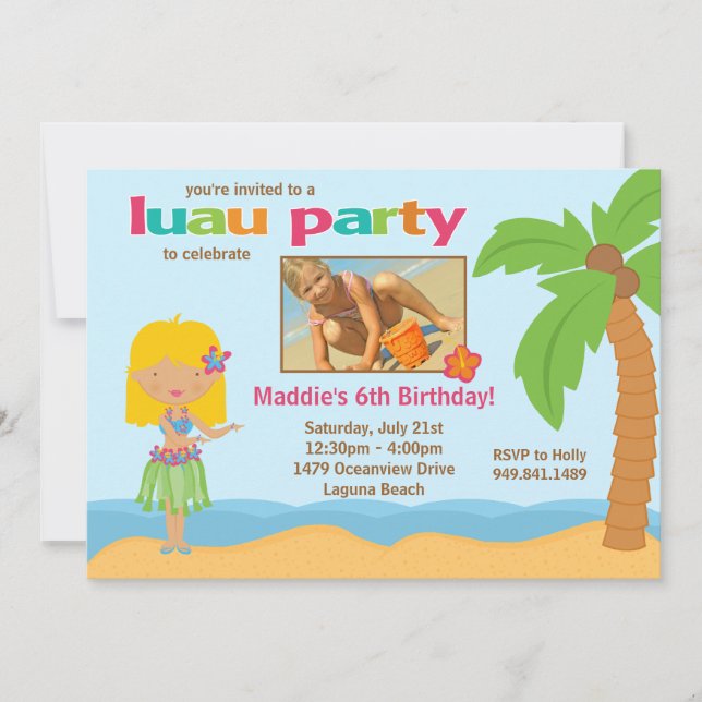 Luau Birthday Party Invitation (Front)